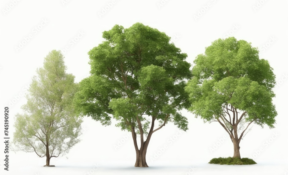 Obraz premium Group trees isolated on white background.