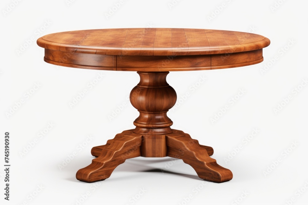 A round wooden table with a wooden top, suitable for various interior designs A round wooden table with a wooden top, suitable for various interior designs