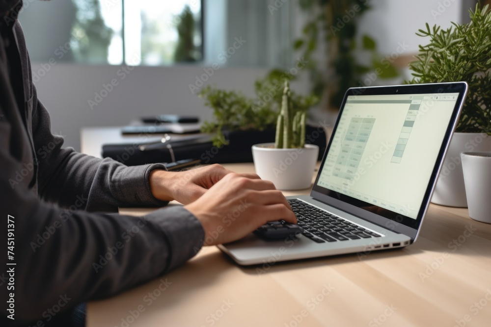 A man working on a laptop computer. Suitable for business and technology concepts