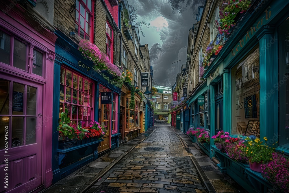 Fototapeta premium Colorful Facades and Cobblestone Road of Carnaby Street in London