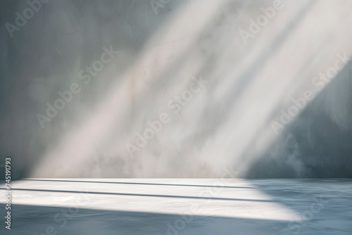 Abstract white background with white light and grey shadow : empty light interior with copy space for creative studio backdrop project