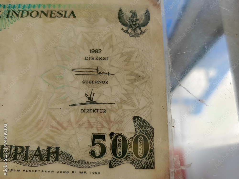 Old Indonesian banknotes with a nominal value of 500 rupiah. can be ...