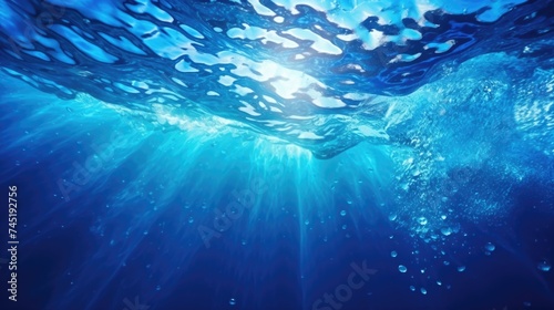 Sunlight shining through clear water, suitable for nature and underwater themes