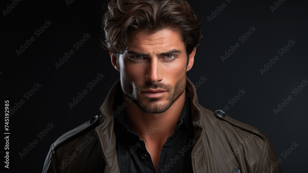 A man in a leather jacket posing for a picture. Suitable for fashion or urban lifestyle themes A man in a leather jacket posing for a picture. Suitable for fashion or urban lifestyle themes