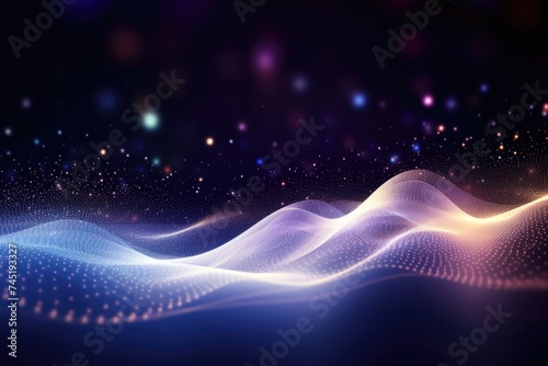 Abstract blue and purple background with waves and stars. Ideal for design projects