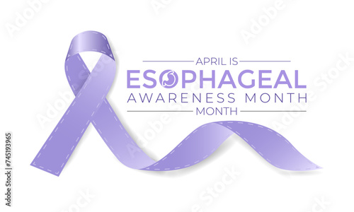Esophageal Cancer Awareness Month. Periwinkle Color Ribbon Isolated On white Background. Greeting card, Banner poster, flyer and background design.