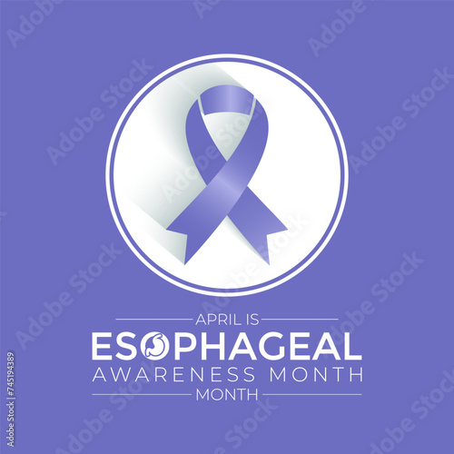 Esophageal Cancer Awareness Month. Periwinkle Color Ribbon Isolated On white Background. Greeting card, Banner poster, flyer and background design.