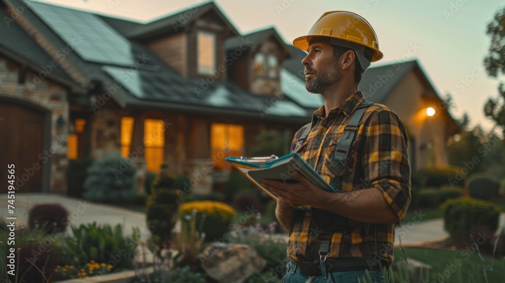 Electrician planning to install the best location for an EV charger, smart home and technology EV car concept. Electrician planning to install the best location for an EV charger, smart home and technology EV car concept.