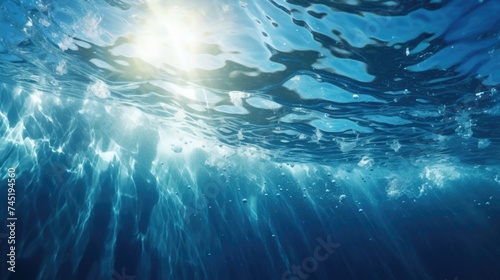 Sunlight shining through clear water, ideal for nature and underwater themes