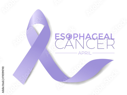Esophageal Cancer Awareness Month. Periwinkle Color Ribbon Isolated On white Background. Greeting card, Banner poster, flyer and background design.