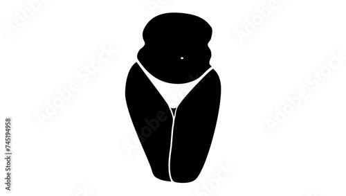 Female obesity emblem, black isolated silhouette