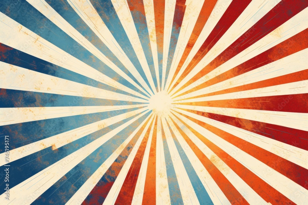 A vibrant red, white, and blue sunburst design, perfect for patriotic themes