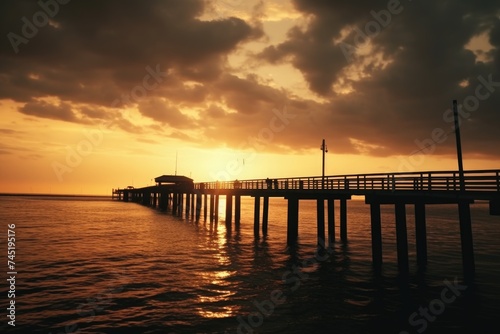 Beautiful sunset over calm water, perfect for travel websites or inspirational quotes © Fotograf