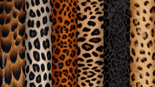 Close up of various colored animal skins  great for texture backgrounds