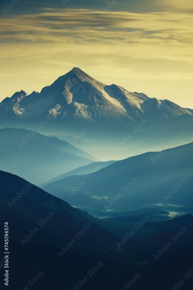 A scenic view of a mountain range from afar. Perfect for travel and nature-themed designs