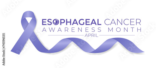 Esophageal Cancer Awareness Month. Periwinkle Color Ribbon Isolated On white Background. Greeting card, Banner poster, flyer and background design.
