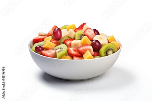 Fresh and colorful fruits in a white bowl, perfect for healthy eating concept