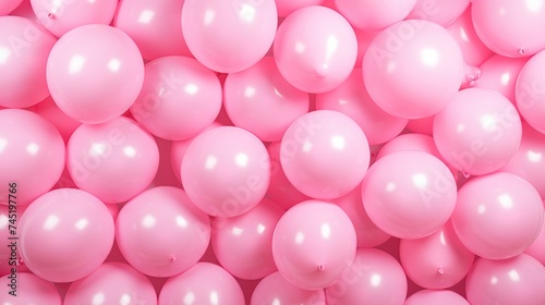 A colorful bunch of pink balloons floating in the air. Perfect for celebrations and events