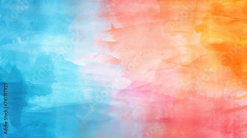 Vibrant watercolor painting with blue, orange, and yellow hues. Ideal for design projects and artistic creations