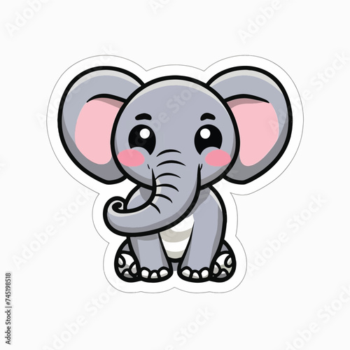 Adorable Baby Elephant  Perfect Sticker for Adding Cuteness 