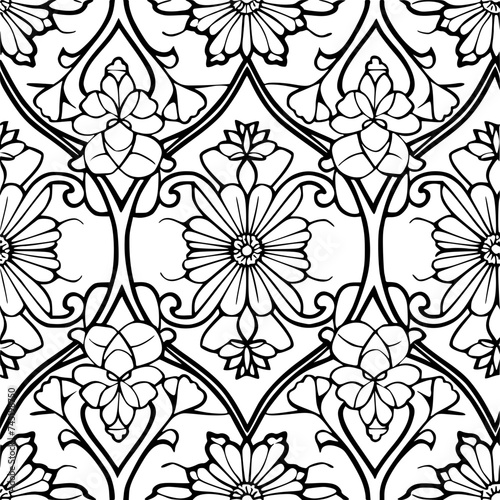 Seamless pattern, pattern, line art pattern, background, pattern, seamless, leaf, floral, vector, flower, decoration, plant, wallpaper, nature, design, illustration, ornament, art, branch, tree, textu