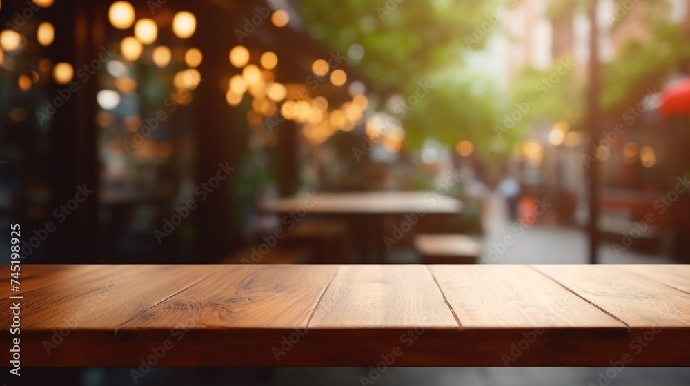 A simple wooden table with a blurred background. Suitable for various design projects A simple wooden table with a blurred background. Suitable for various design projects