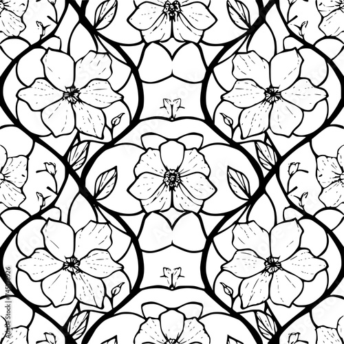 Seamless pattern  pattern  line art pattern  background  pattern  seamless  leaf  floral  vector  flower  decoration  plant  wallpaper  nature  design  illustration  ornament  art  branch  tree  