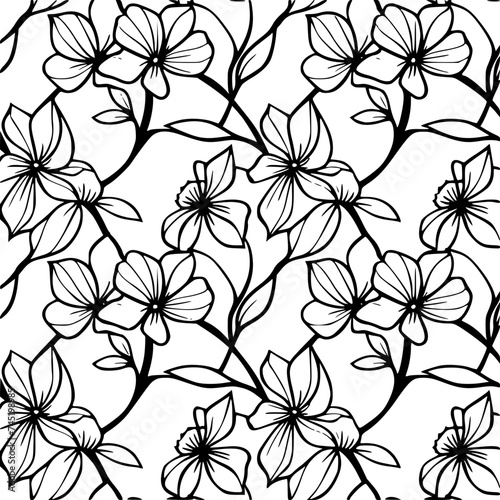 Seamless pattern, pattern, line art pattern, background, pattern, seamless, leaf, floral, vector, flower, decoration, plant, wallpaper, nature, design, illustration, ornament, art, branch, tree, 