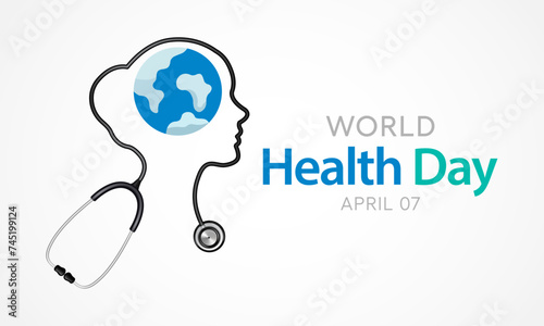 World Health Day is a global health awareness day celebrated every year on 7th April. Vector illustration design
