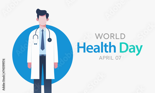 World Health Day is a global health awareness day celebrated every year on 7th April. Vector illustration design