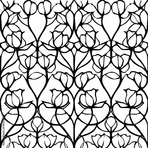 Seamless pattern, pattern, line art pattern, background, pattern, seamless, leaf, floral, vector, flower, decoration, plant, wallpaper, nature, design, illustration, ornament, art, branch, tree, textu