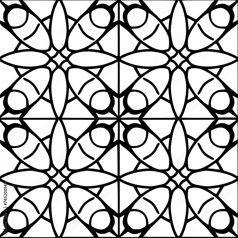 Naklejka premium Seamless pattern, pattern, line art pattern, background, pattern, seamless, leaf, floral, vector, flower, decoration, plant, wallpaper, nature, design, illustration, ornament, art, branch, tree, textu