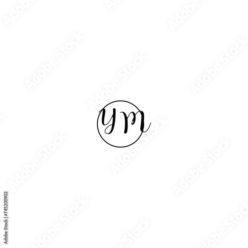YM black line initial Monogram Logo Design Template