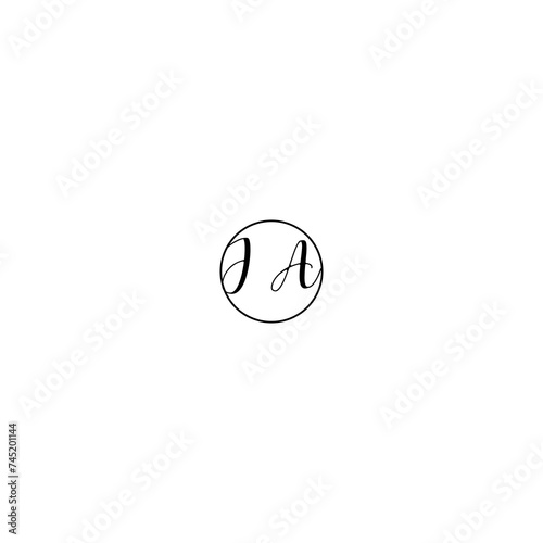 JA black line initial Monogram Logo Design Template