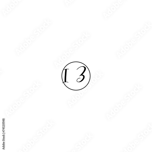 IZ black line initial Monogram Logo Design Template