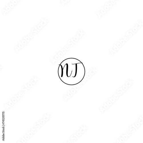 NT black line initial Monogram Logo Design Template