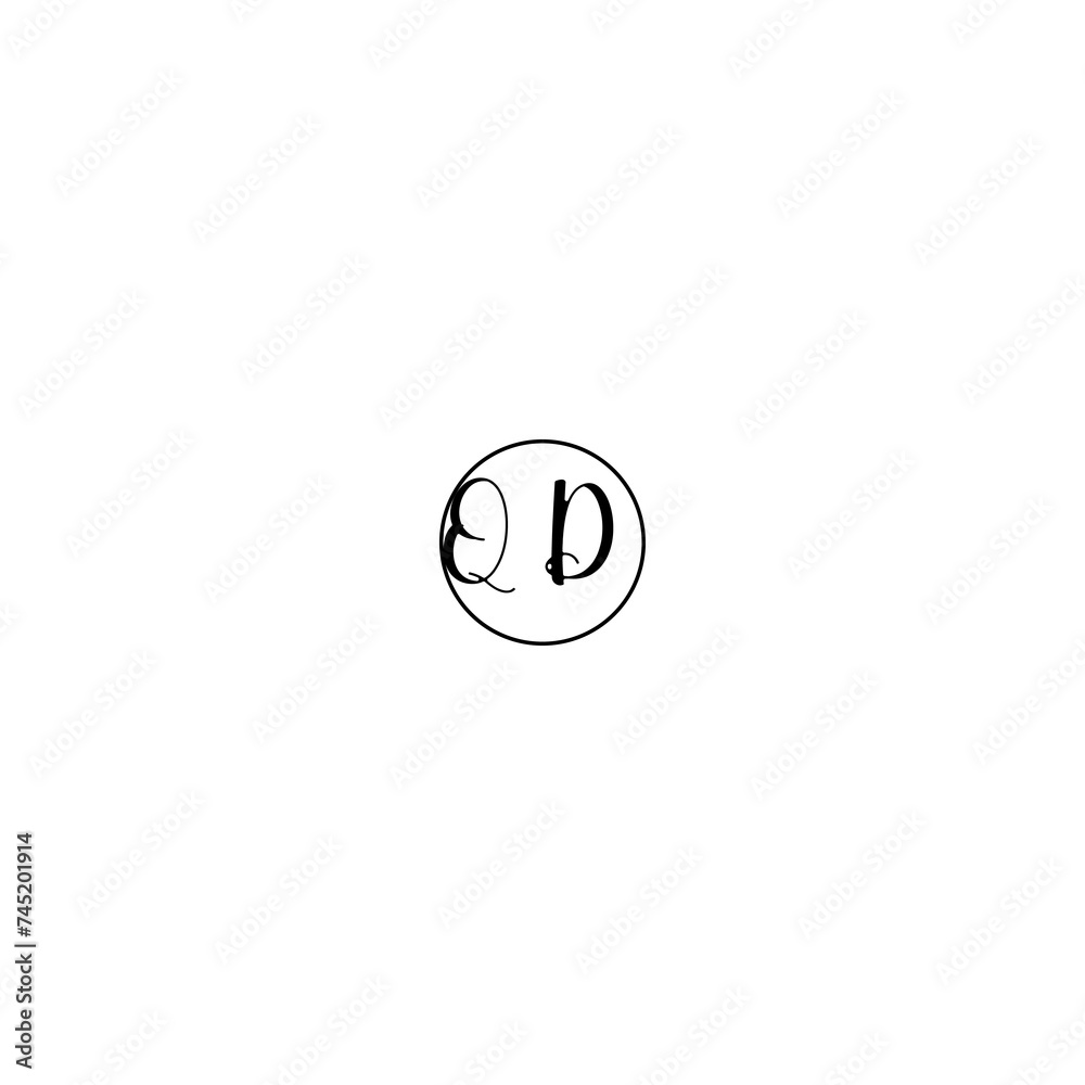 QD black line initial Monogram Logo Design Template QD black line initial Monogram Logo Design Template