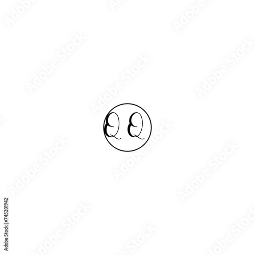 QQ black line initial Monogram Logo Design Template