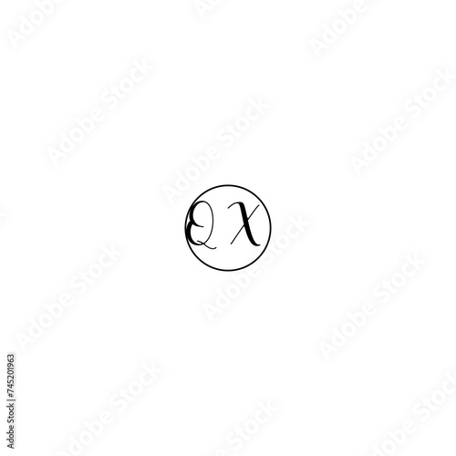 QX black line initial Monogram Logo Design Template