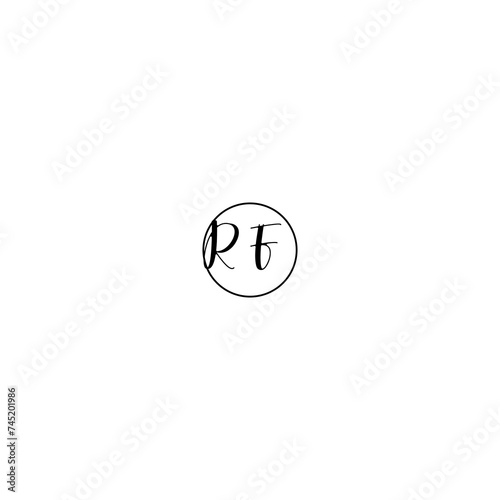 RF black line initial Monogram Logo Design Template