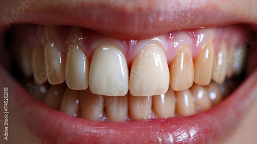Beautiful straight teeth, macro photography