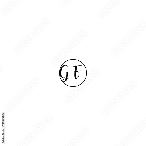 GF black line initial Monogram Logo Design Template