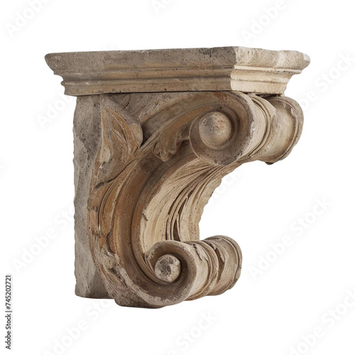 Stone corbel on a transparent background, PNG photo