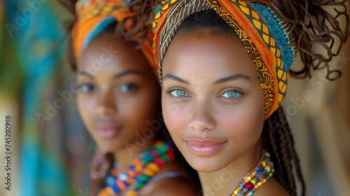 Two multiracial young women standing side by side