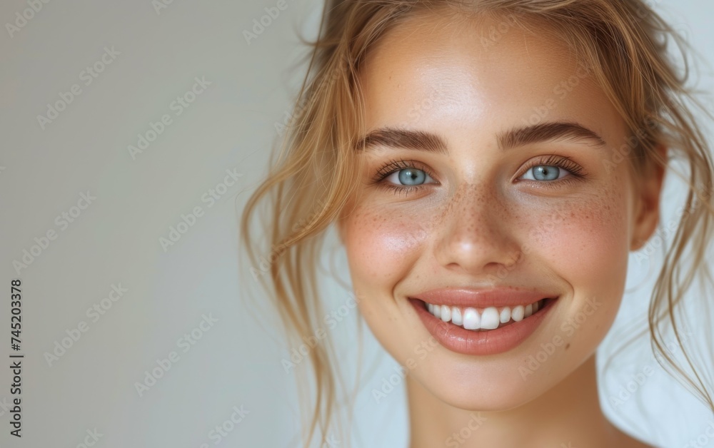 A close-up view of a multiracial woman with striking blue eyes A close-up view of a multiracial woman with striking blue eyes