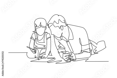 One continuous line drawing of spending time together concept. Doodle vector illustration in simple linear style.