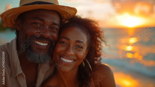 A man and a woman of different ethnicities smile happily as they look directly at the camera © imagineRbc