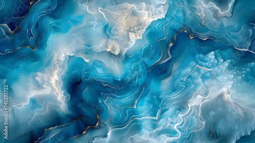 Wallpaper Mural Elegant Blue Marble Swirl Background with Cyan Accents for Luxurious Design Torontodigital.ca