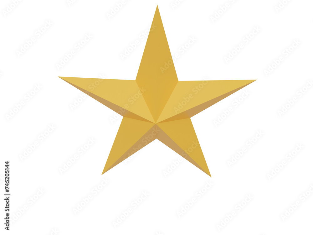 Golden volumetric star. 3d render. Golden volumetric star. 3d render.