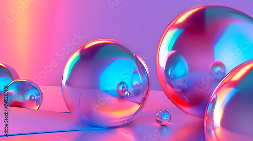 3d illustration of a holographic spheres